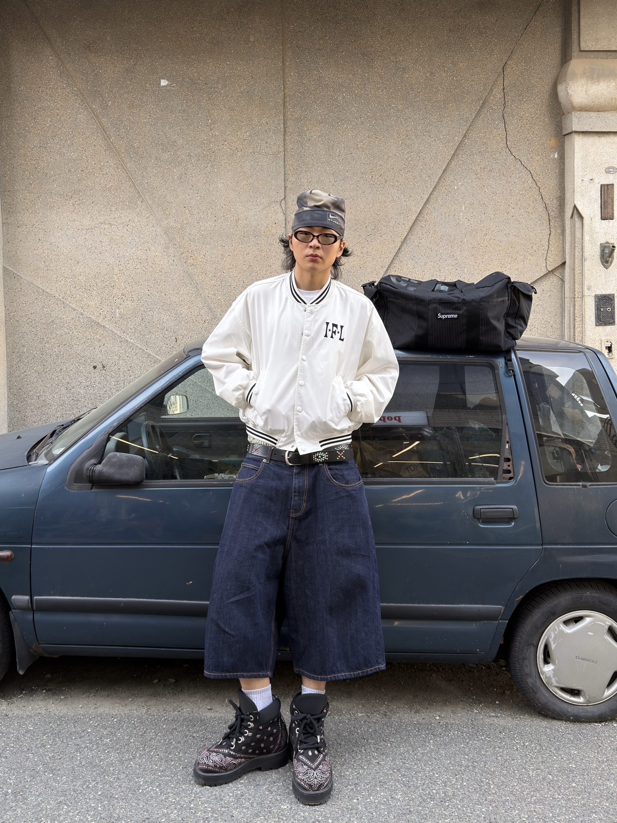 Nike x Stussy Skull Cap Multi, Supreme Duffle Bag Black - 24SS 착용 스타일 - 2