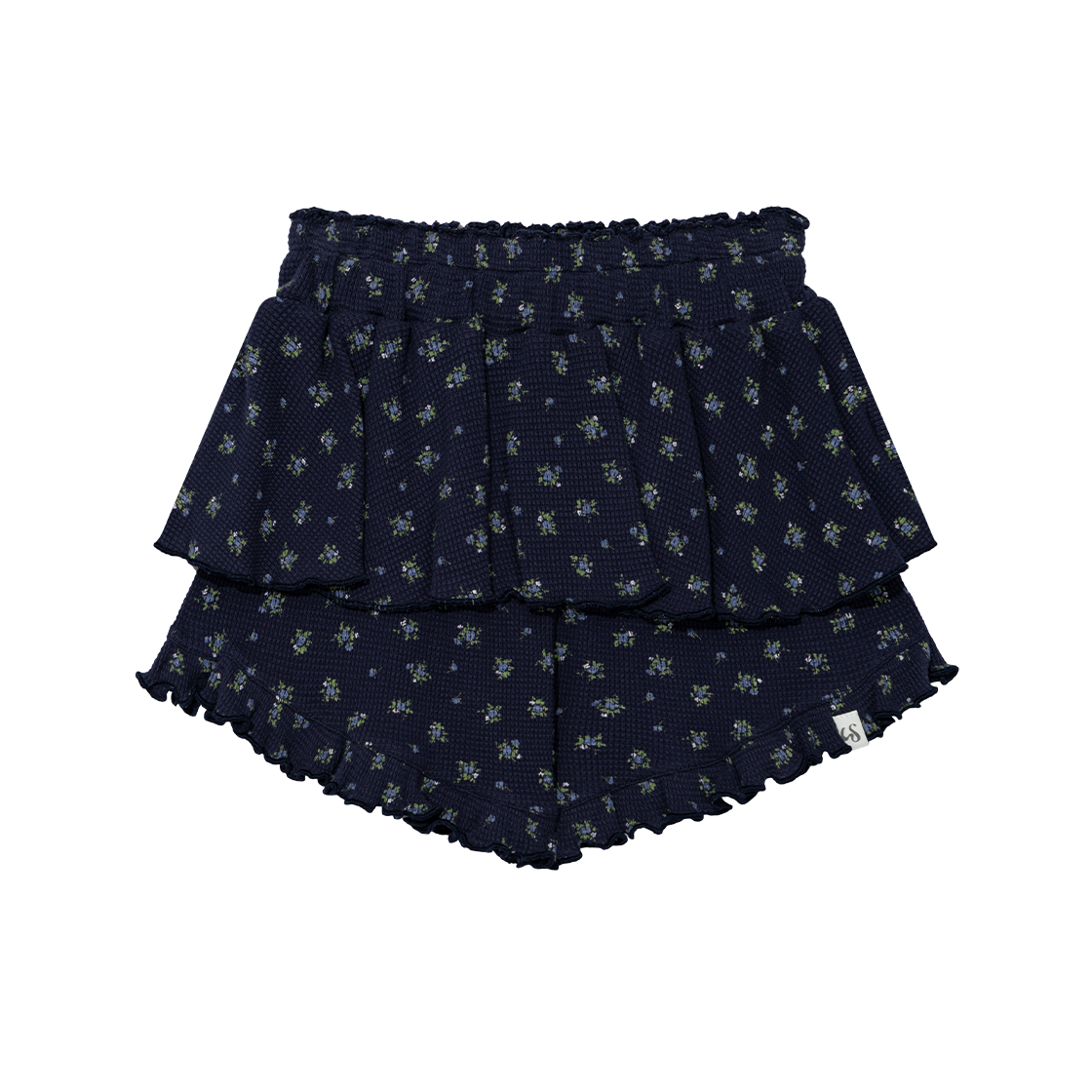 어글리쉐도우 러플 플라워 스커트 팬츠 네이비