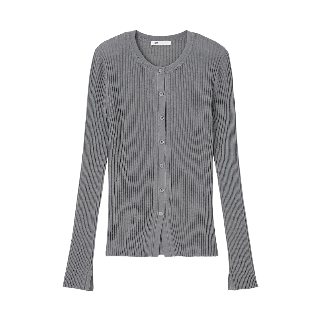 359646-06 (W) GU Sheer Ribbed Cardigan Gray