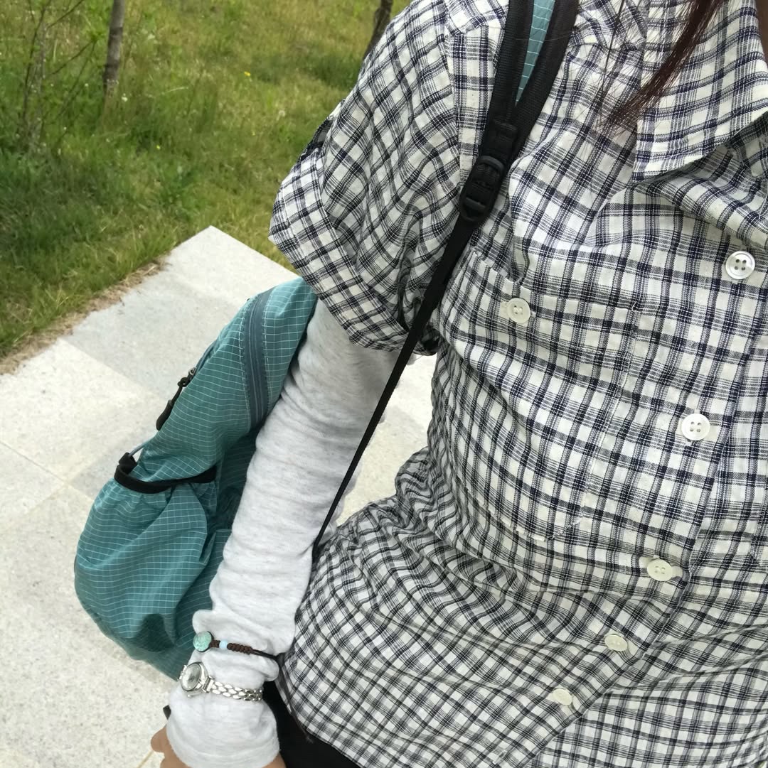 SPORT CHAMBER SC Square Check Roll-up Shirt WHITE 착용 스타일 - 4