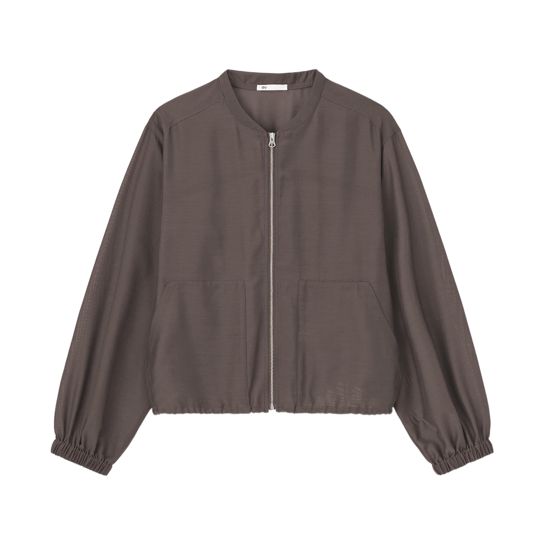 359592-38 (W) GU Sheer Blouson Dark Brown