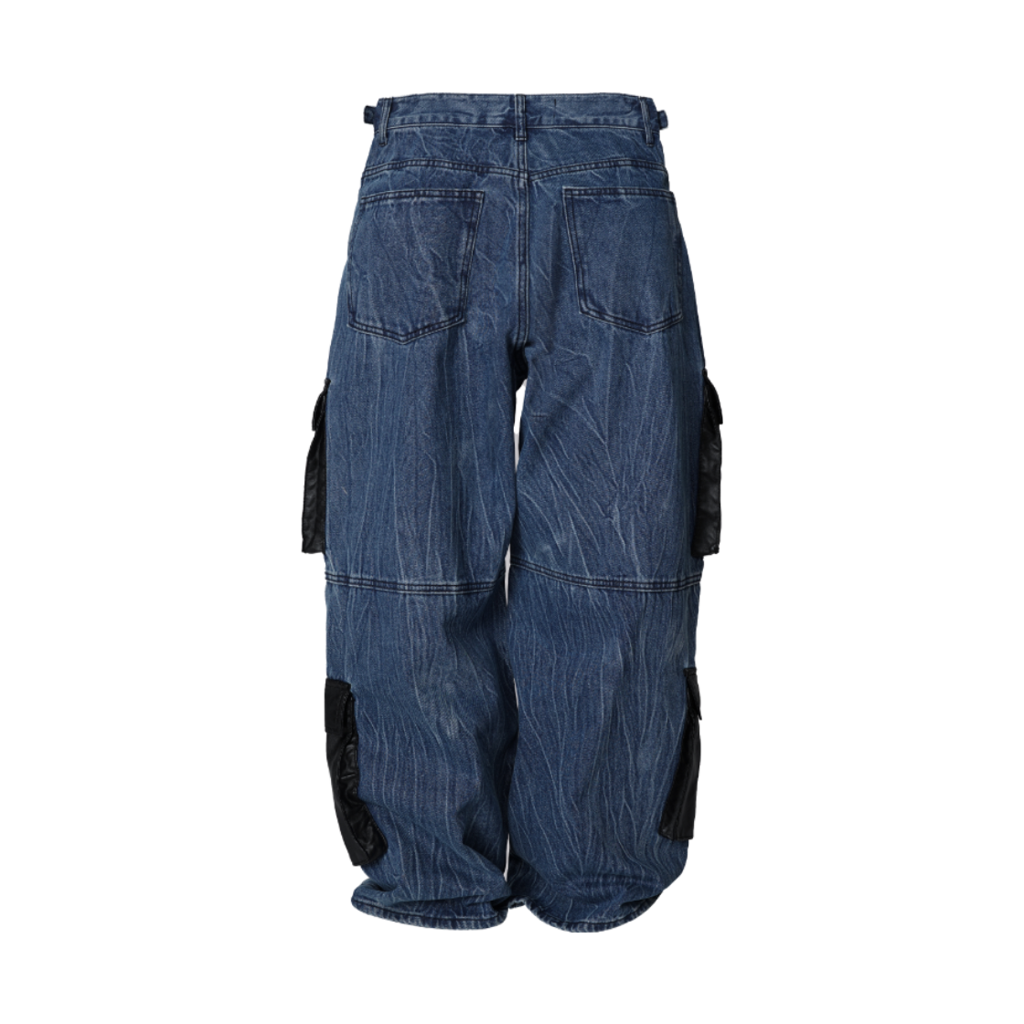 코너블레스 페이크 레더 믹스드 카고 데님 팬츠 미드블루(Cornerbless Fake Leather Mixed Cargo Denim Pants Mid Blue) - 3