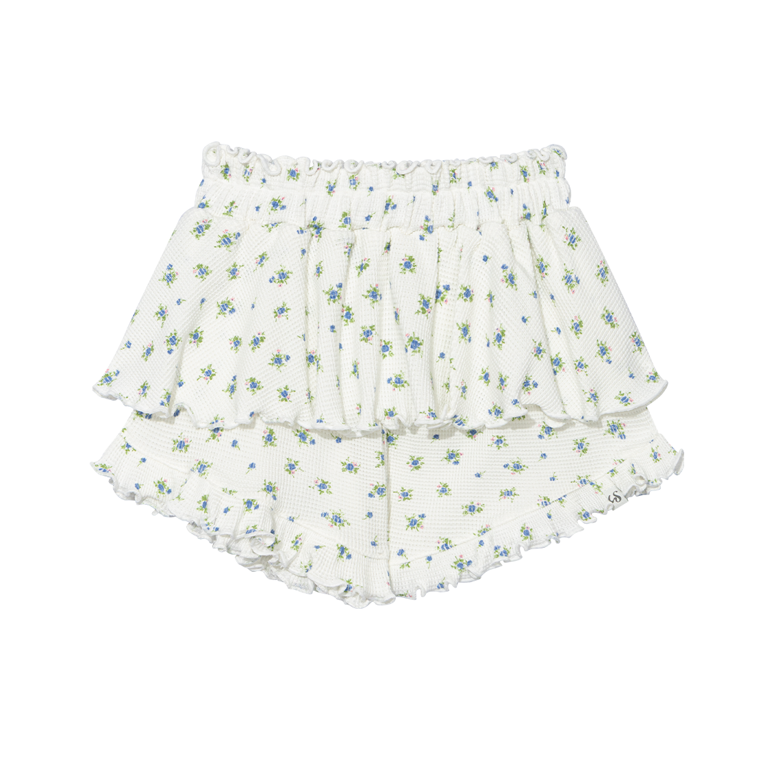 어글리쉐도우 러플 플라워 스커트 팬츠 화이트(UGLYSHADOW Ruffle Flower Skirt Pants White)
