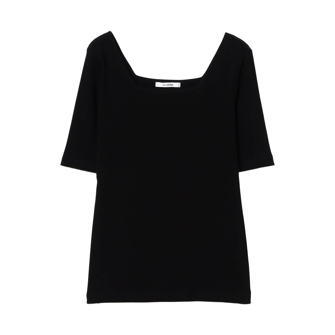 64-04-0424-355 (W) Demi-Luxe Beams x Kanako Sato x Sloane Square Neck Ribbed T-Shirt Black