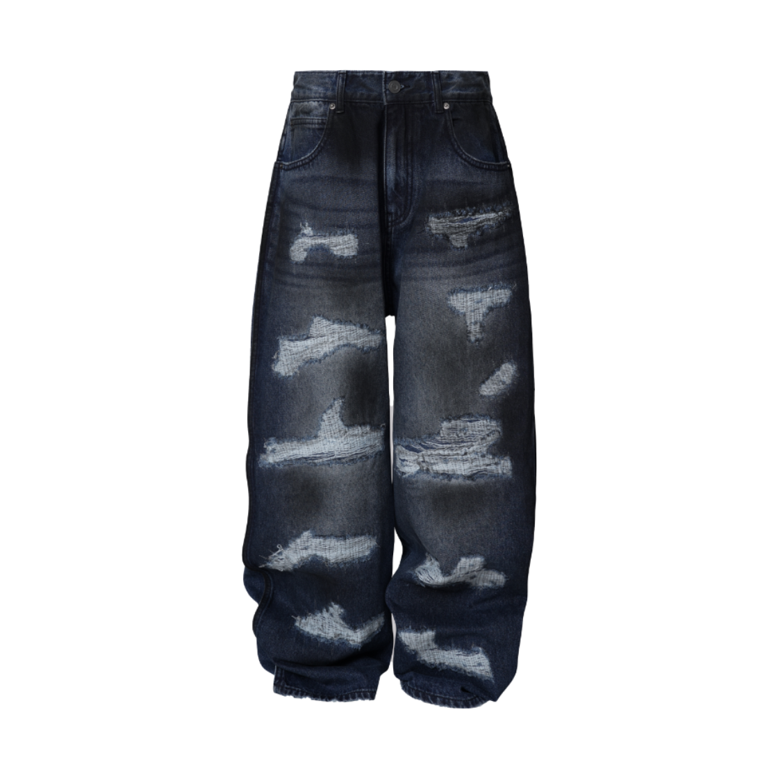 코너블레스 퀼티드 더티 데님 팬츠 미드블루(Cornerbless Quilted Dirty Denim Pants Mid Blue)