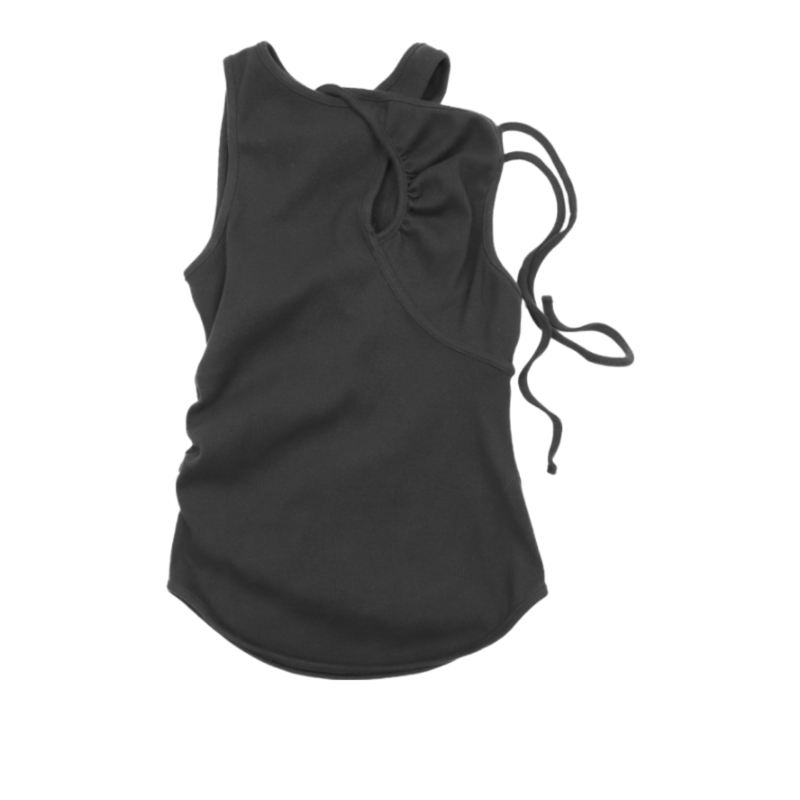 미와이후 레이어드 셔링 슬리브리스 블랙(Miyhoo Layered Shirring Sleeveless Black)