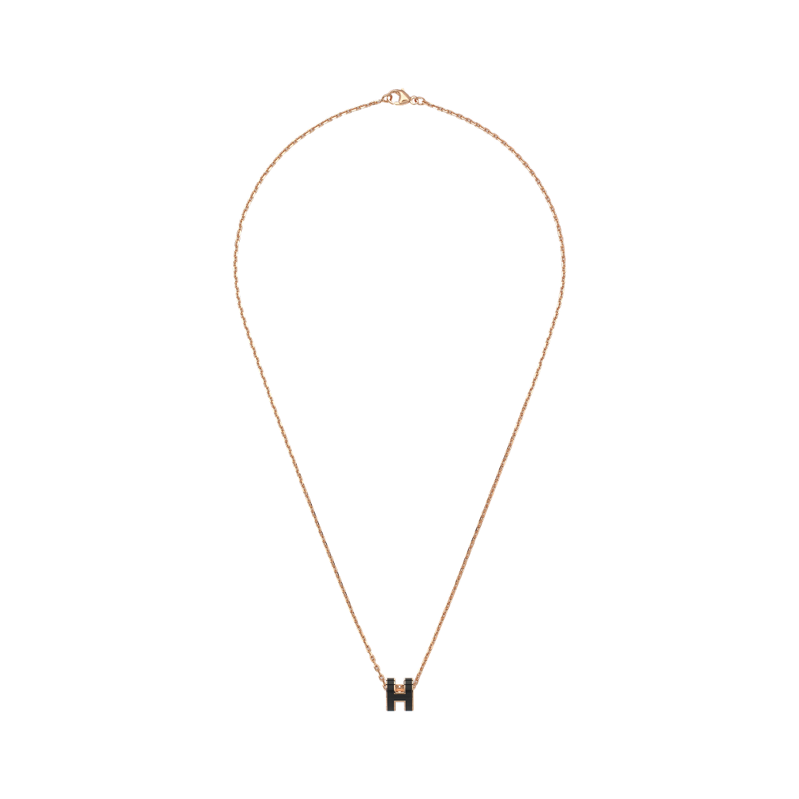 (W) 에르메스 미니 팝아슈 펜던트 로즈 골드 하드웨어 & 누아((W) Hermes Mini Pop H Pendant Rose Gold & Noir)