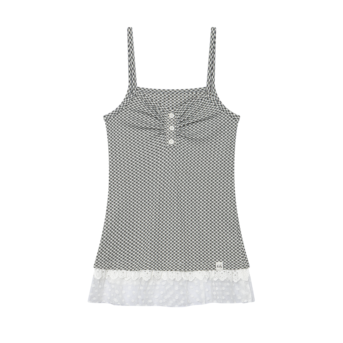 어글리쉐도우 체커드 레이스 슬리브리스 차콜