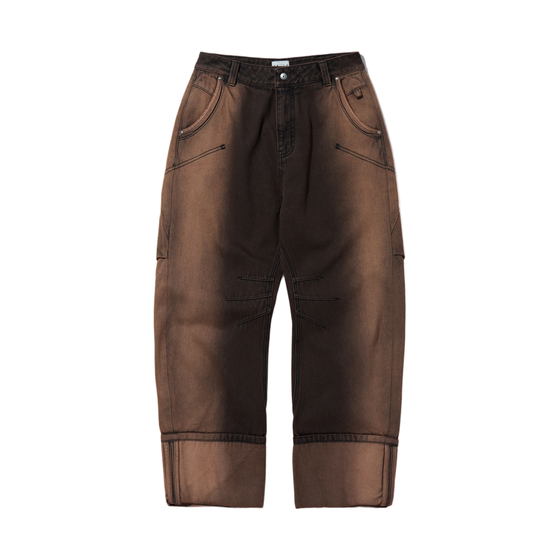 (W) 미스치프 와이드 페이드 진 블랙 베이지((W) Mischief Wide Fade Jeans Black Beige) - 1