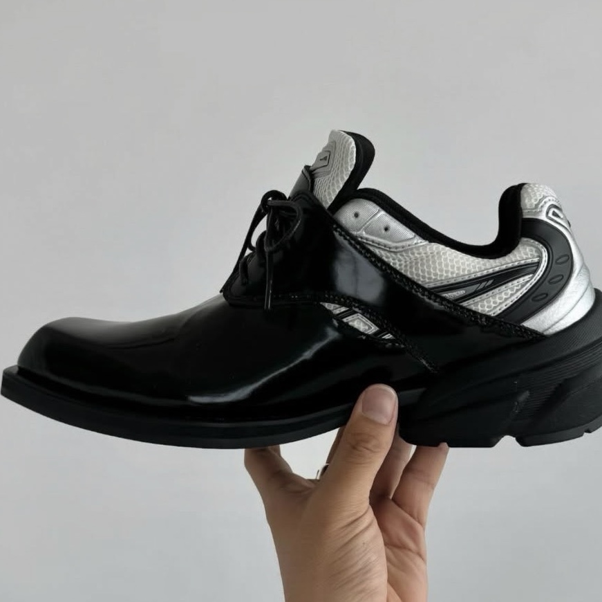 Remagine Hybrid Derby Shoes Starting Blocks Black White Silver 착용 스타일