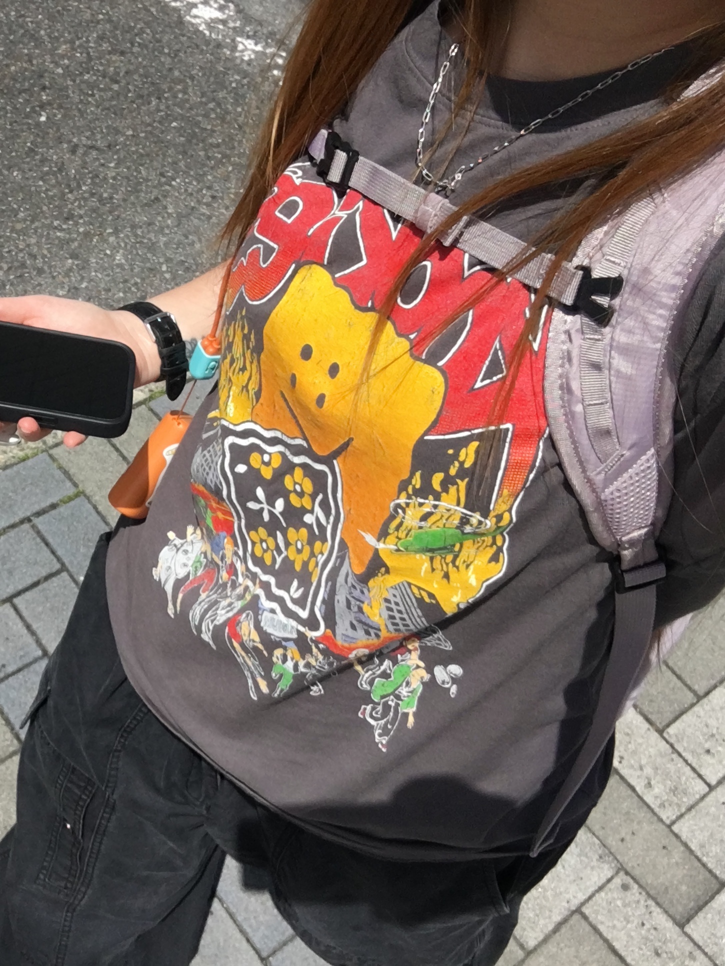 CDG 1986 Comme des Garcons T-Shirt Black, Salomon RX Slide 3.0 Pewter 착용 스타일 - 3