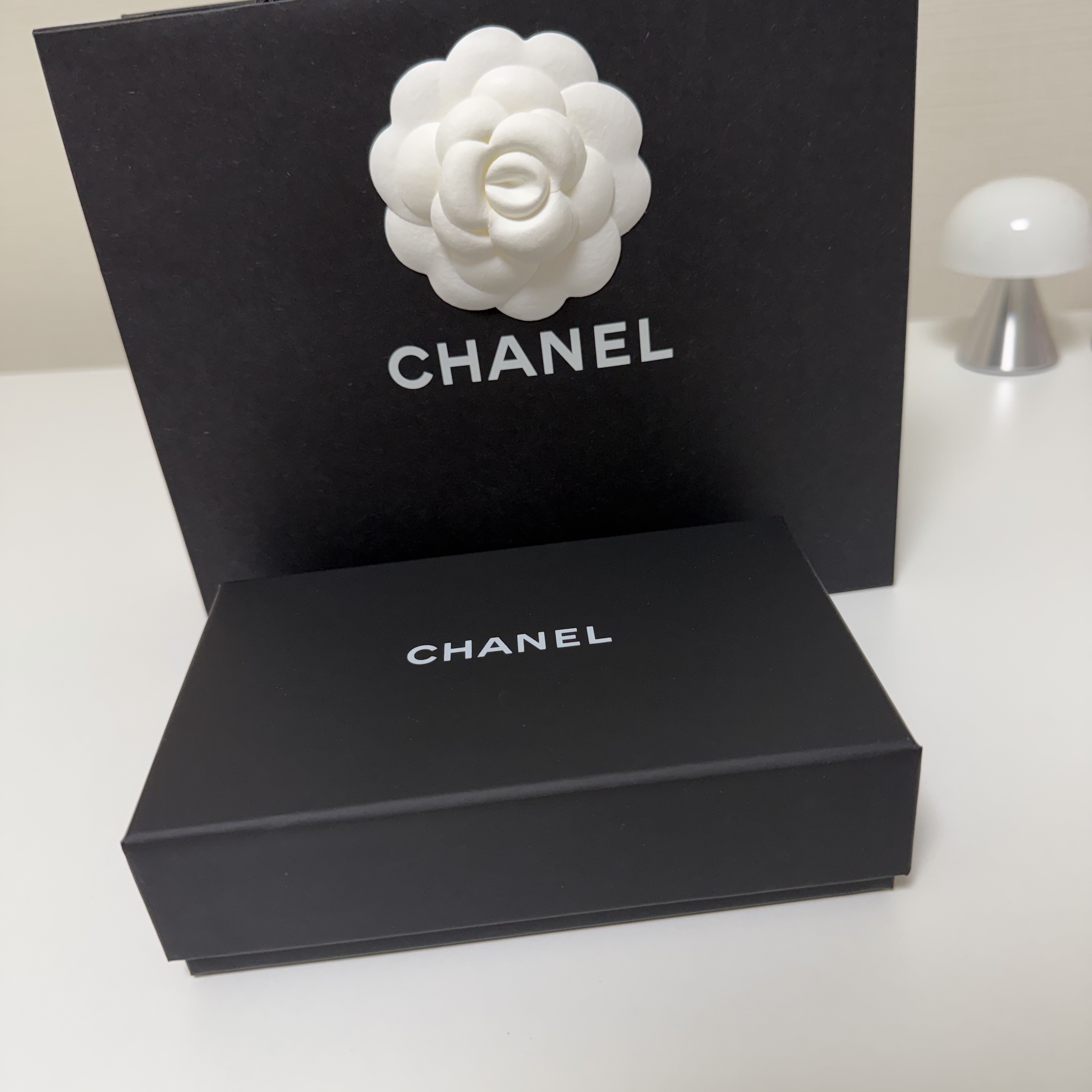 Chanel Classic Zipped Coin Purse Grained Calfskin & Silver Black 착용 스타일 - 3