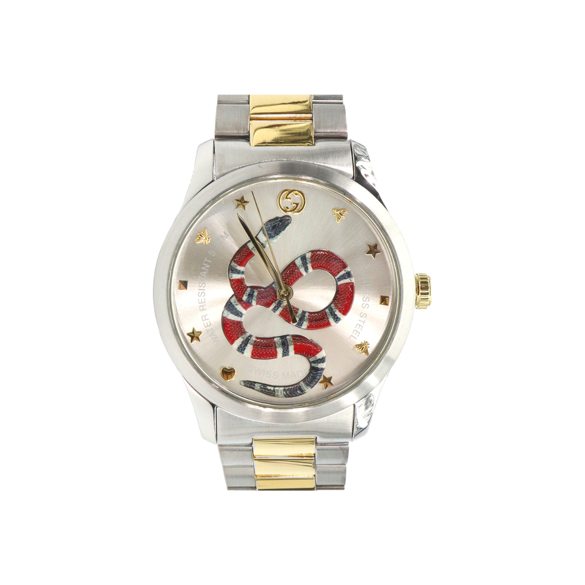 ITVC25BWQ5OB Gucci G-Timeless Kingsnake Men Watch Steel Yellow Gold Combo (A1264075 530237 126.4)