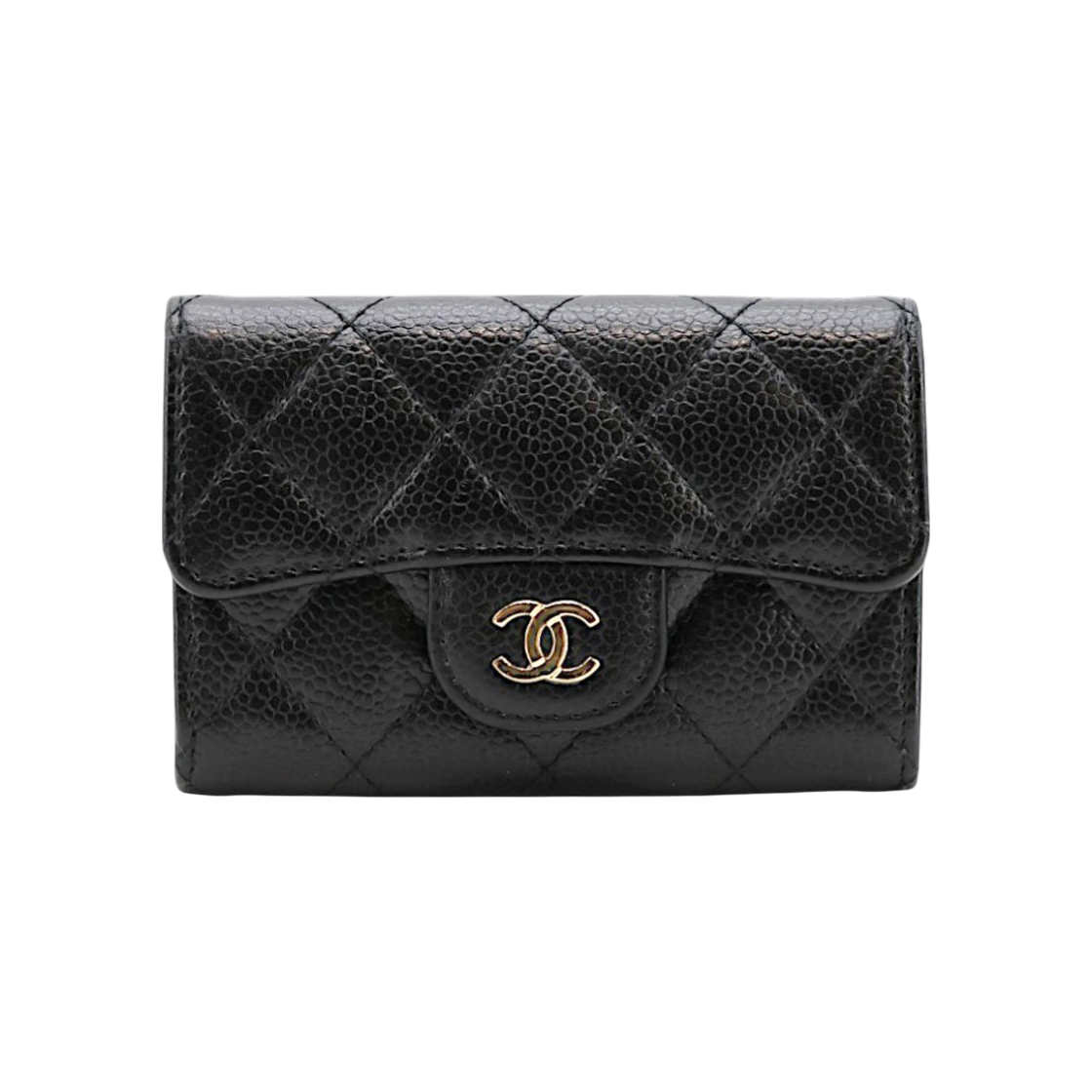샤넬 똑딱이 카드지갑 캐비어 금장 내장칩(Chanel Snap Card Holder in Caviar Leather Gold Hardware)