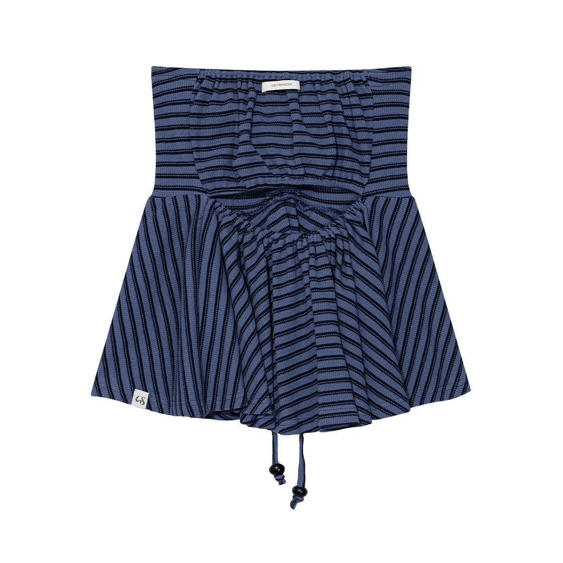 어글리쉐도우 스트라이프 셔링 플레어 탑 블루(UGLYSHADOW Stripe Shirring Flare Top Blue) - 2