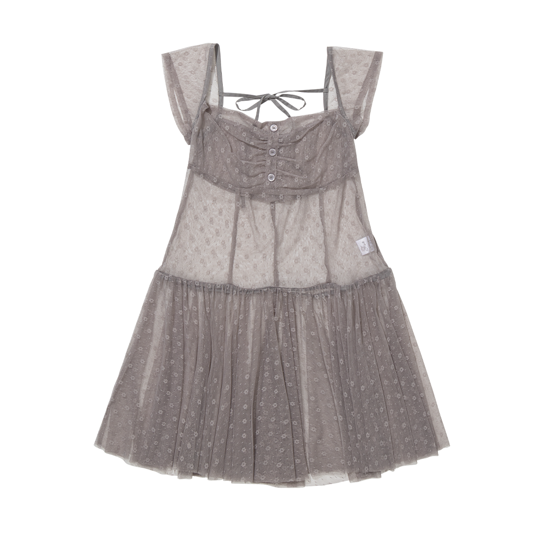 어글리쉐도우 플라워 매쉬 드레스 그레이