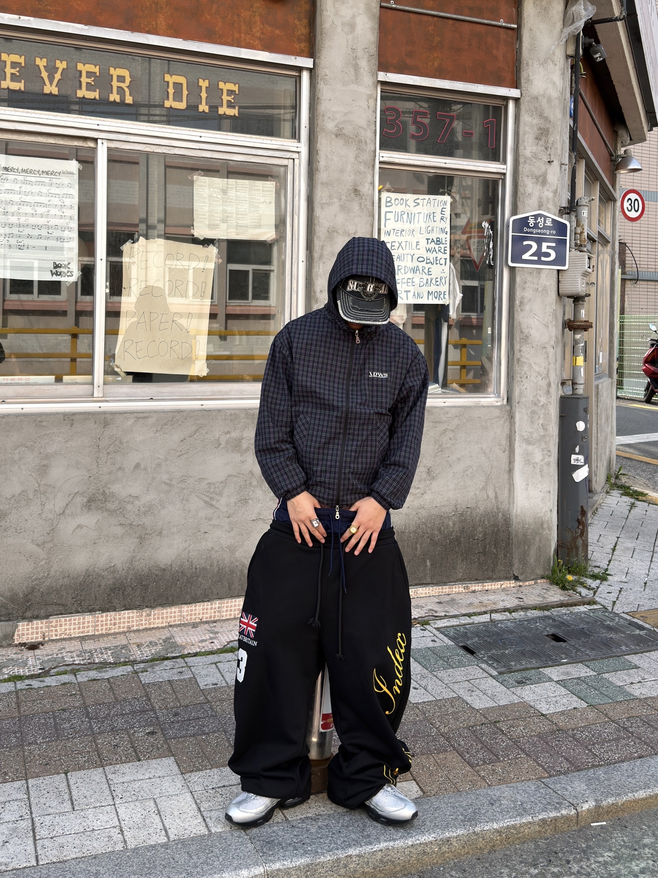 Protocol Index 3 Layered Sweatpants Black, Supreme x True Religion Mesh Back 6-Panel Dirty Indigo - 25FW 착용 스타일 - 2