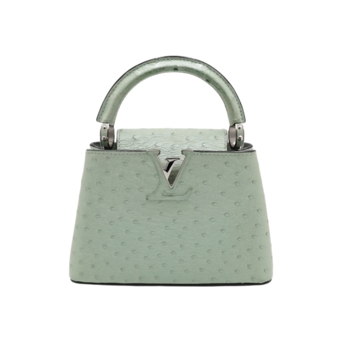 ITT3FAP9ROIP Louis Vuitton N82421 Ostrich Capucines Mini Tote & Shoulder Bag in Green