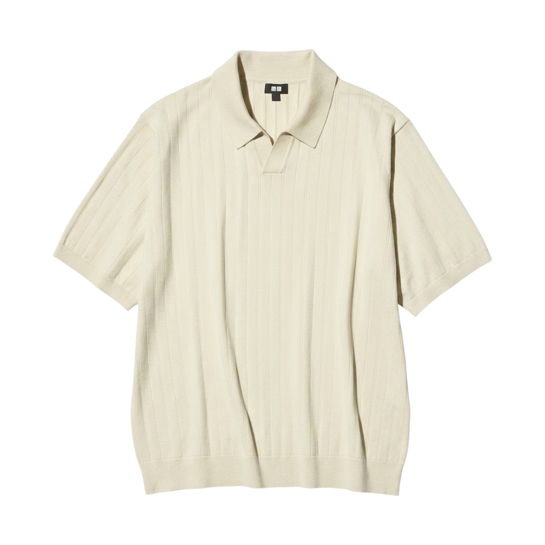 482328-30 Uniqlo Washable Knitted Skipper Polo Sweater Natural