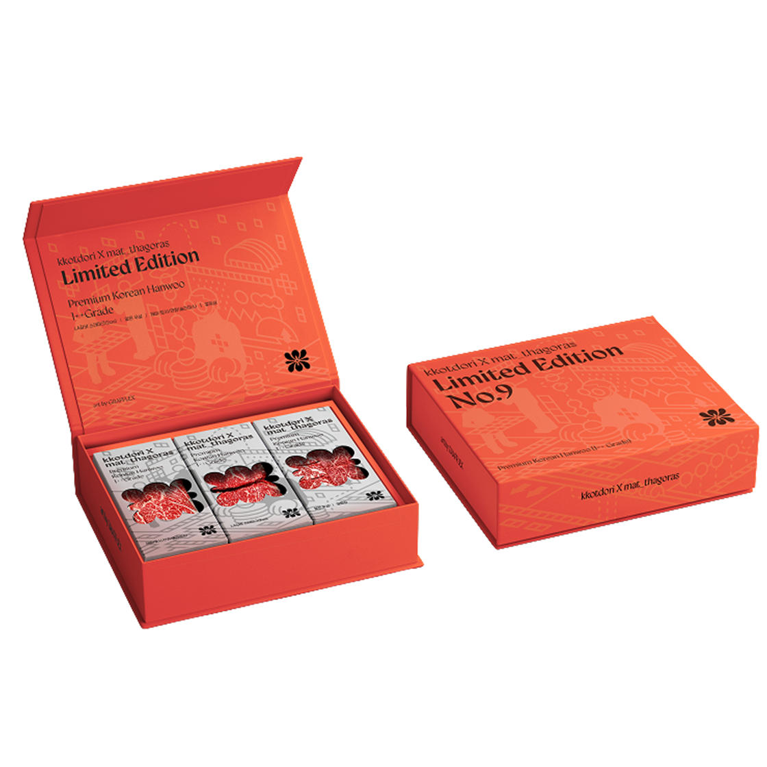 [KREAM 단독] 꽃돌이네 X 맛타고라스 투뿔한우 No.9 선물세트([KREAM 단독] Kkotdori x Mat_tagoras 1++ No.9 Hanwoo Limited Gift Set)