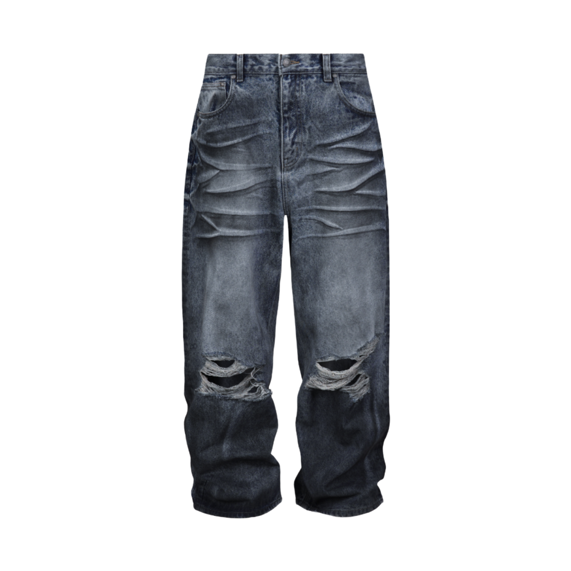 코너블레스 와이드 디스트로이드 더티 데님 팬츠 다크블루(CORNERBLESS Wide Destroyed Dirty Denim Pants Dark Blue)