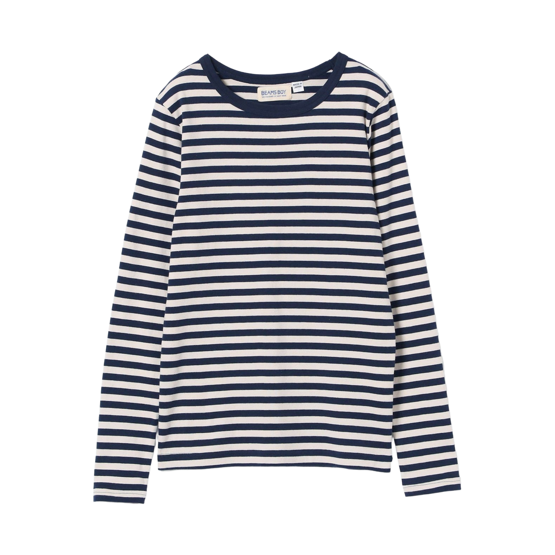 13-14-0060-654 (W) Beams Boy Milling 1cm Border T-Shirt Navy Natural