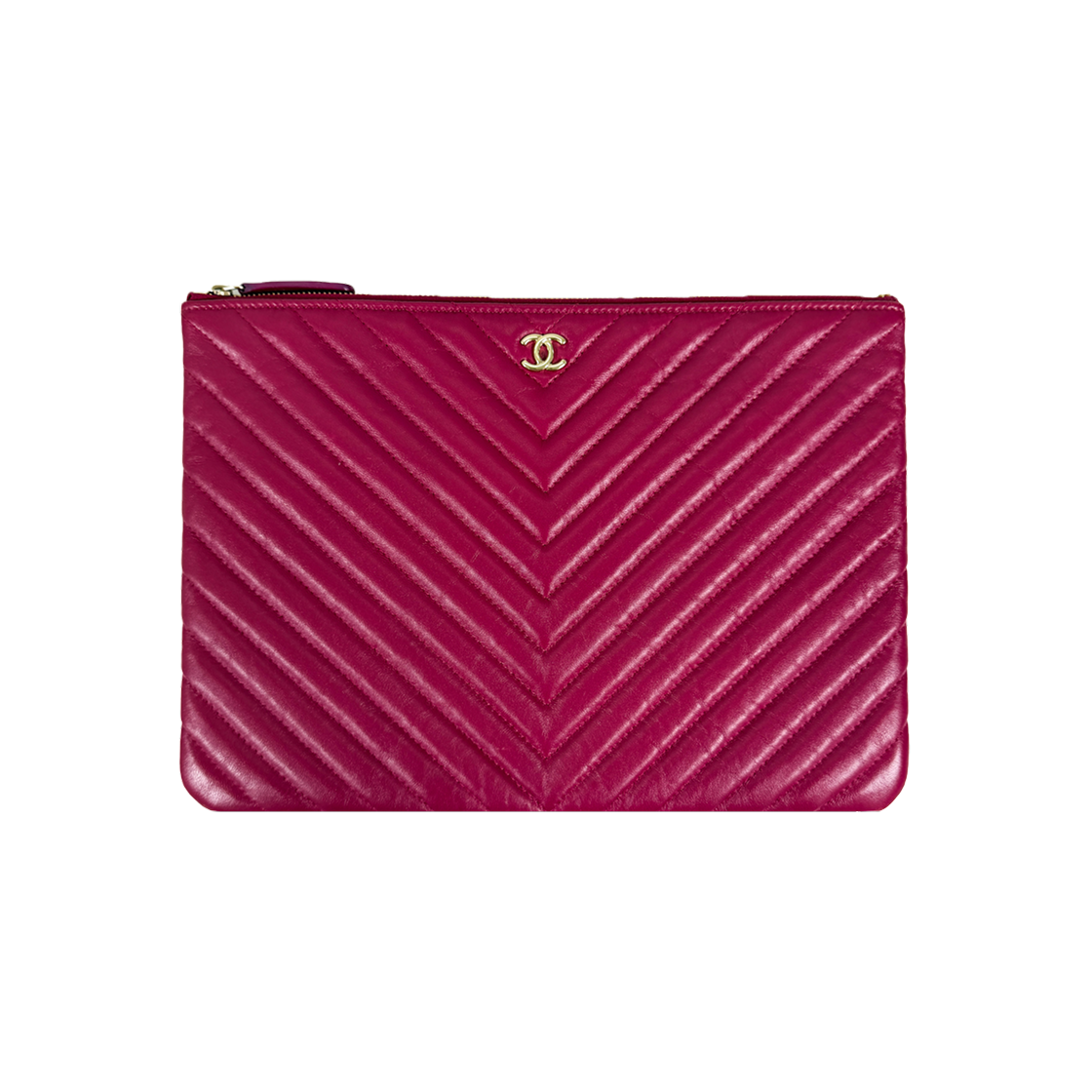 ITF355OAFEKN Chanel Classic Chevron Lambskin Clutch Burgundy Gold Hardware New Medium