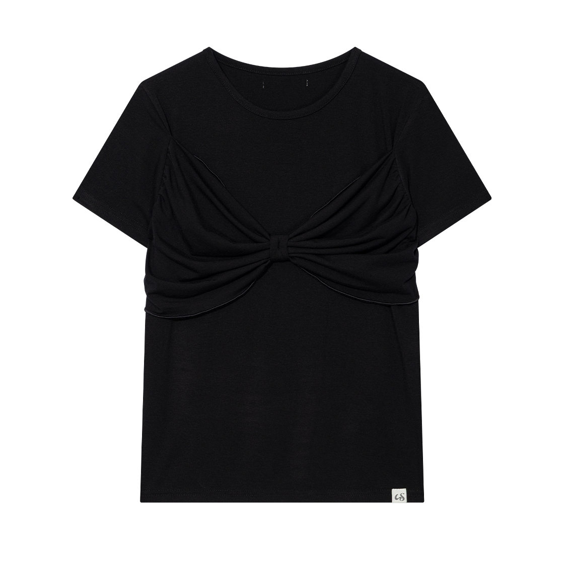 어글리쉐도우 리본 티셔츠 블랙