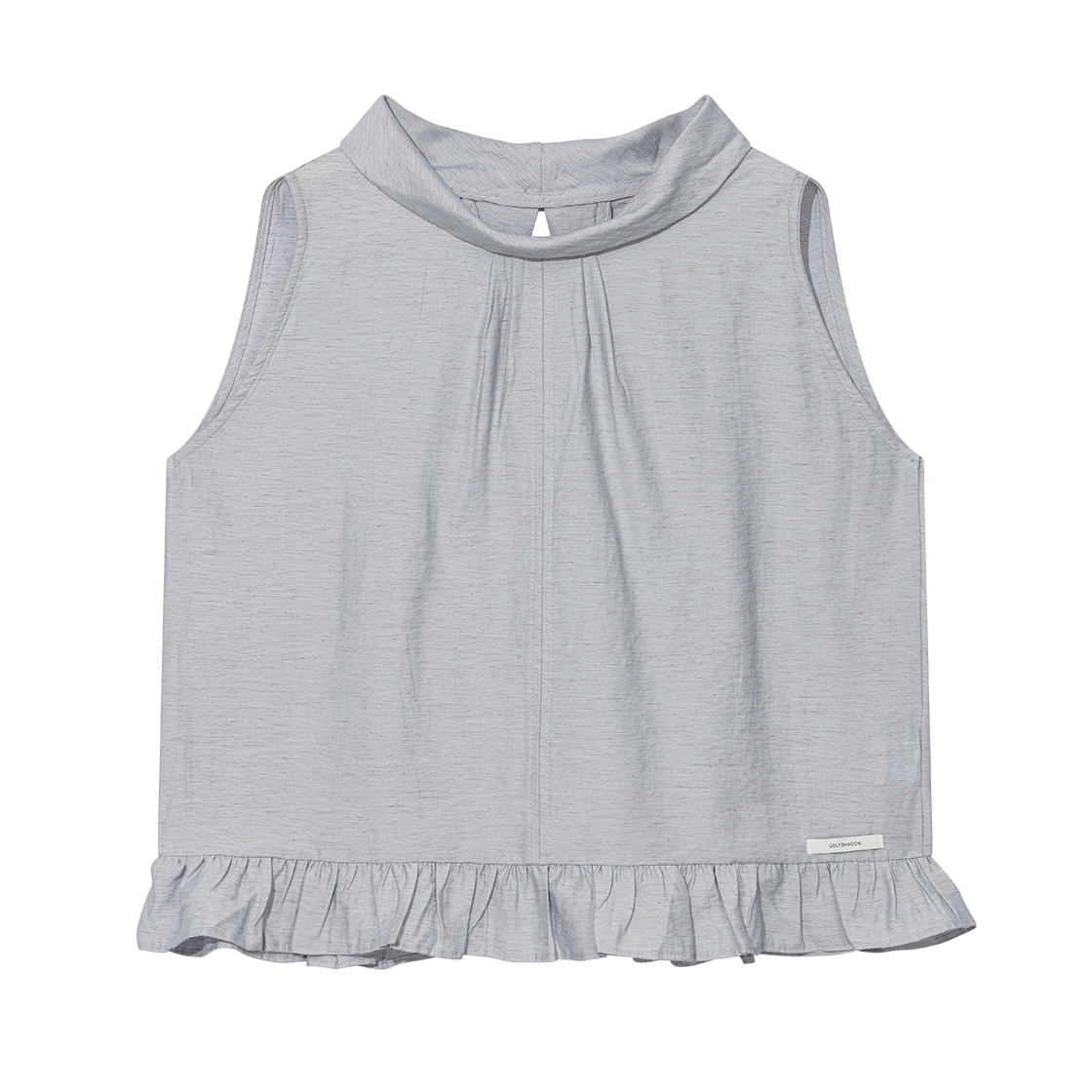 어글리쉐도우 하이넥 프릴 슬리브리스 라이트 그레이