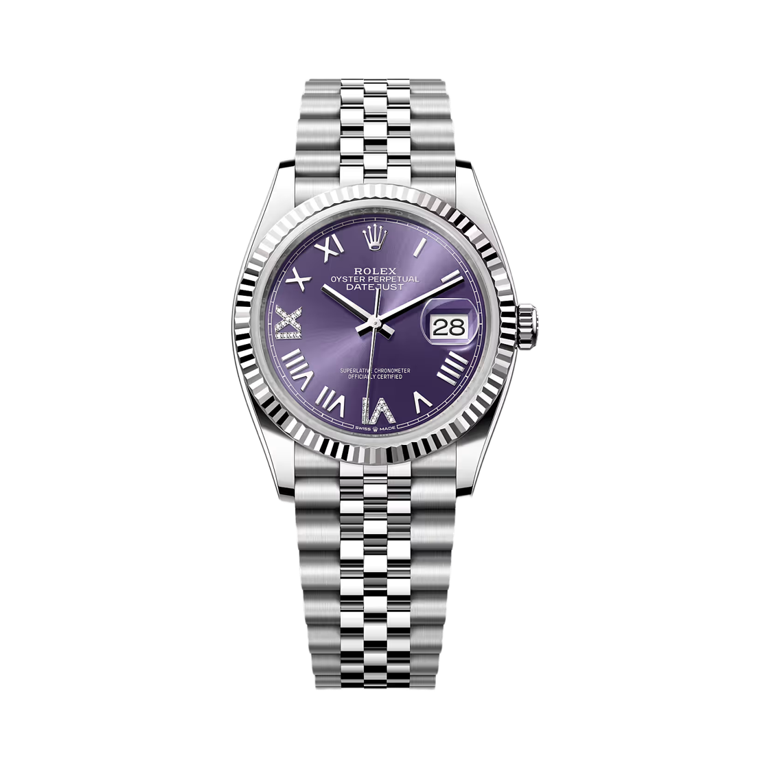 126234 Rolex Datejust 36mm 126234 Aubergine Diamond Set Jubilee