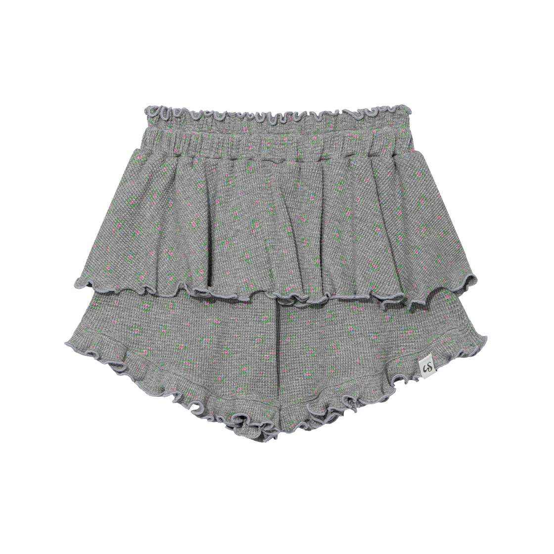 어글리쉐도우 러플 플라워 스커트 팬츠 그레이