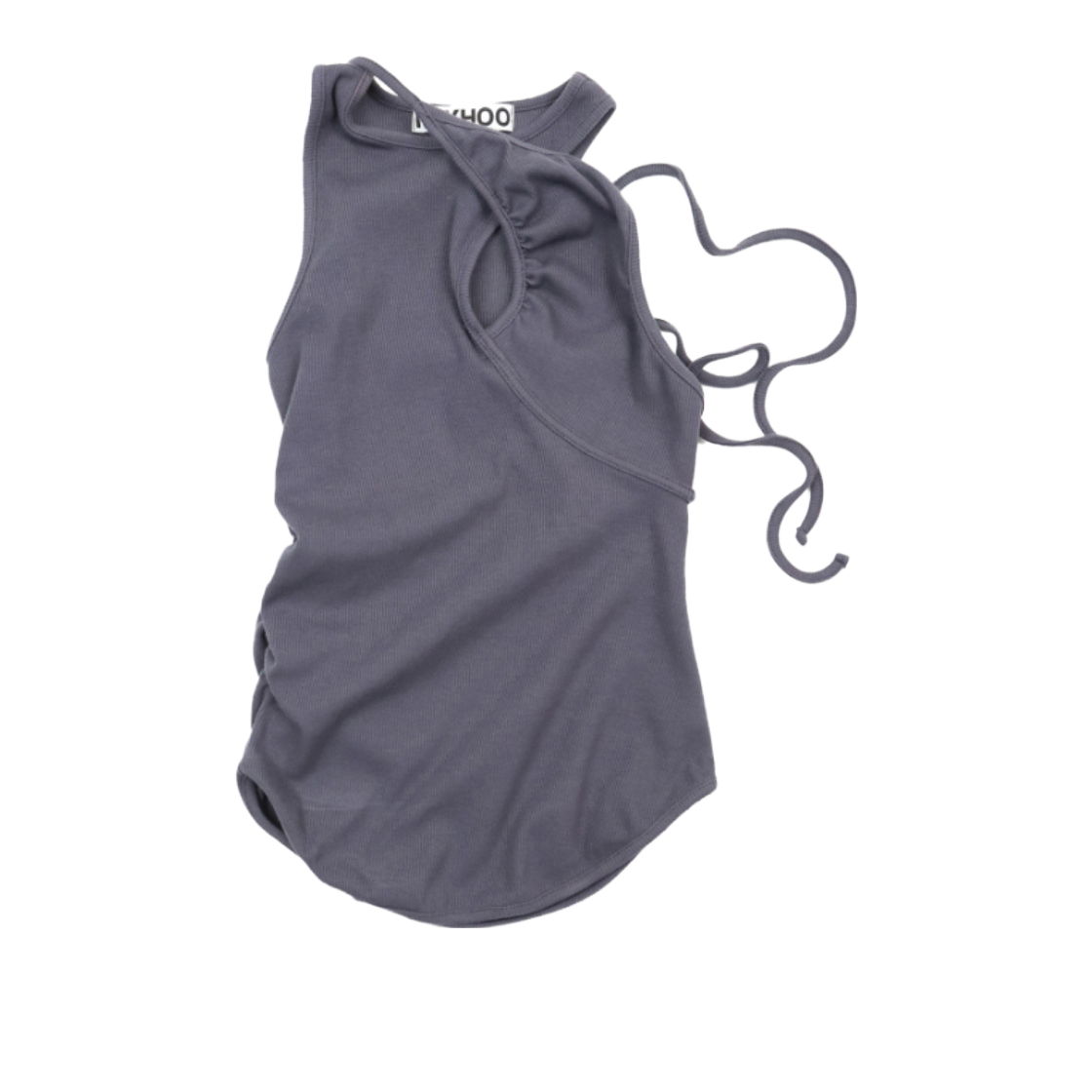 미와이후 레이어드 셔링 슬리브리스 차콜(Miyhoo Layered Shirring Sleeveless Charcoal)