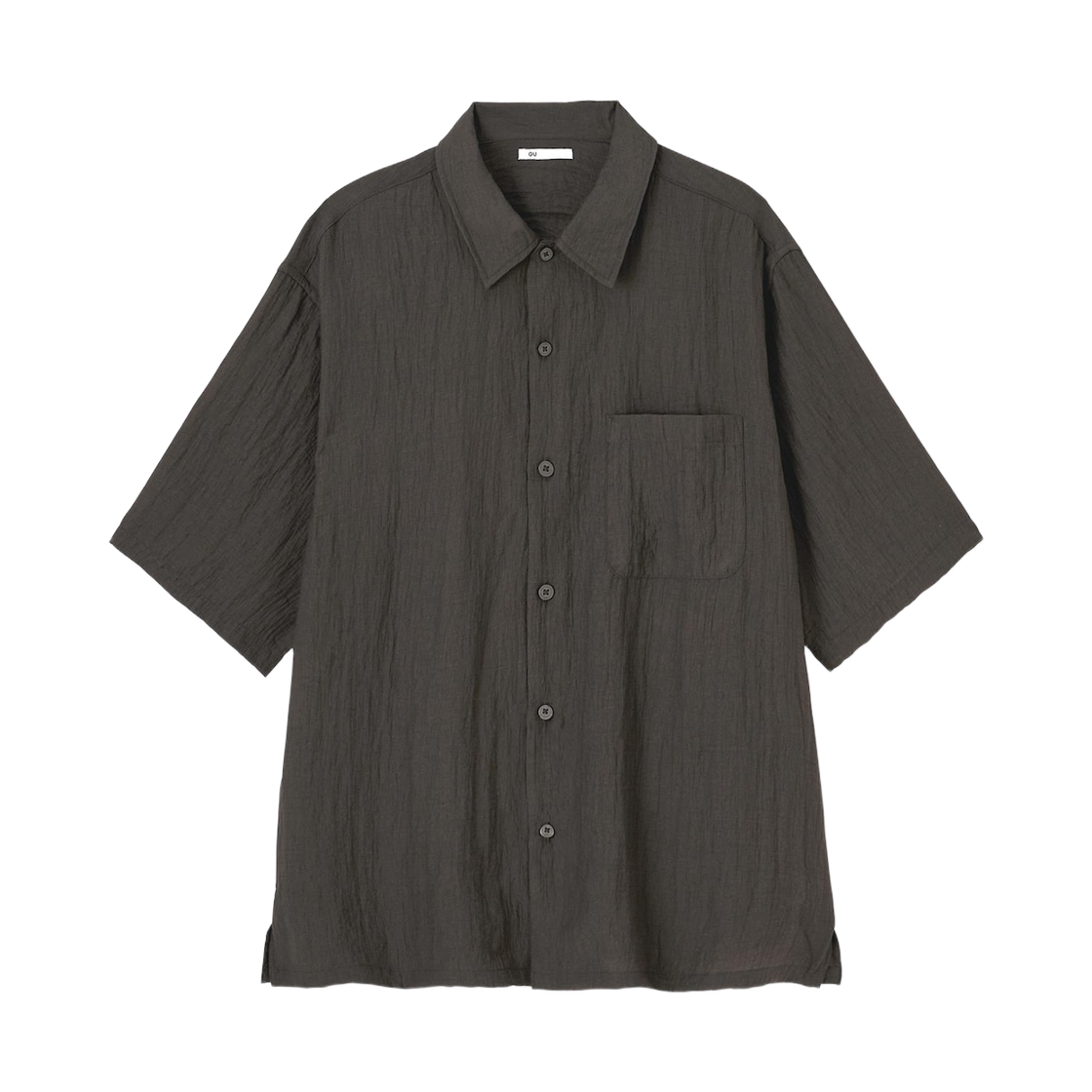 359763-38 GU Textured Half Sleeve Shirt Dark Brown