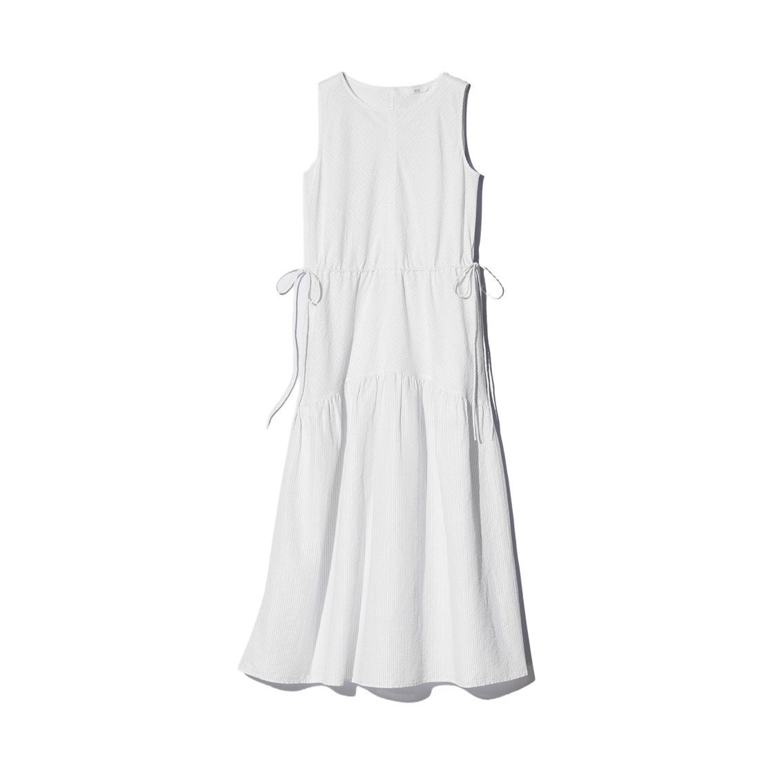 488026-01 (W) Uniqlo Linen Blend Tiered Sleeveless Dress Off White