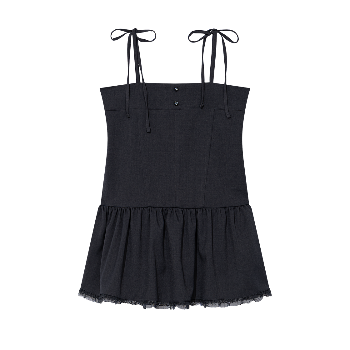 어글리쉐도우 에이 라인 레이스 드레스 차콜