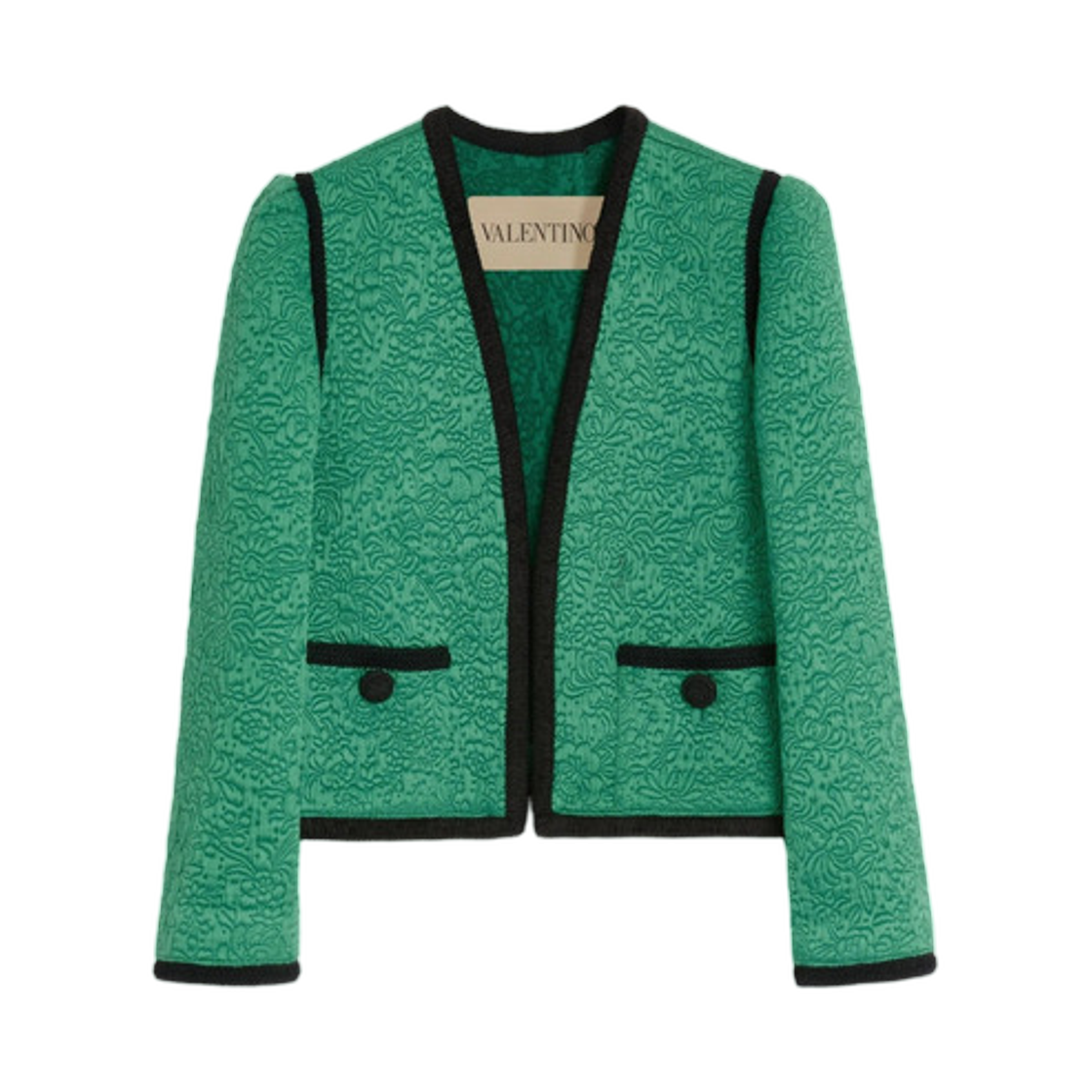 (W) 발렌티노 그린 아프레 리베흐 플로럴 마테라쎄 자켓 그린((W) Valentino Apres L'Hiver Floral Matelasse Jacket Green) - 1