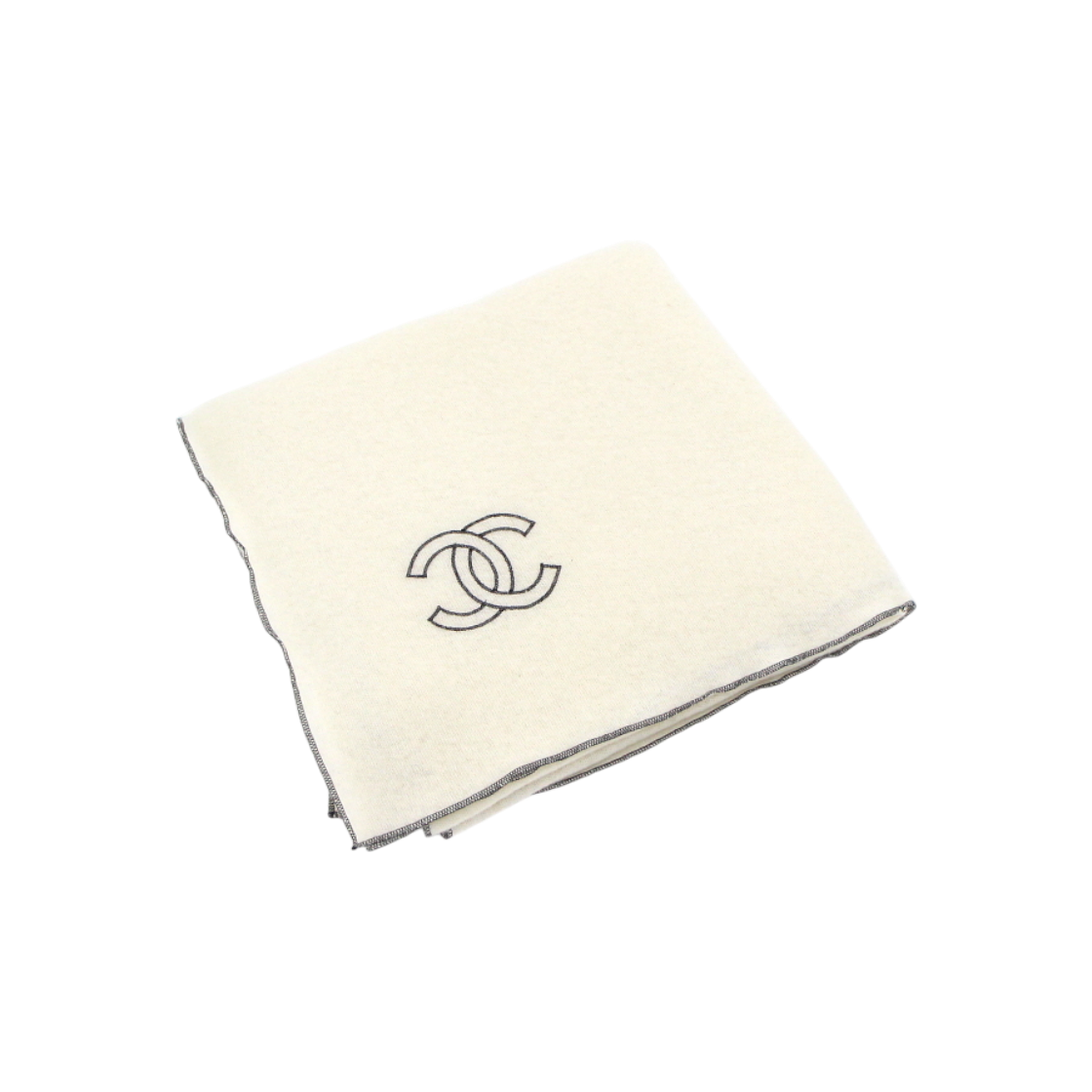 샤넬 아이보리 캐시미어 CC로고 자수 머플러aa63233(Chanel Ivory Cashmere CC Logo Embroidered Scarf) - 1