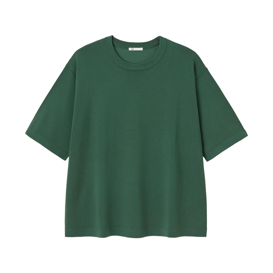 359672-55 GU Washable Knitted Half Sleeve T-Shirt Green