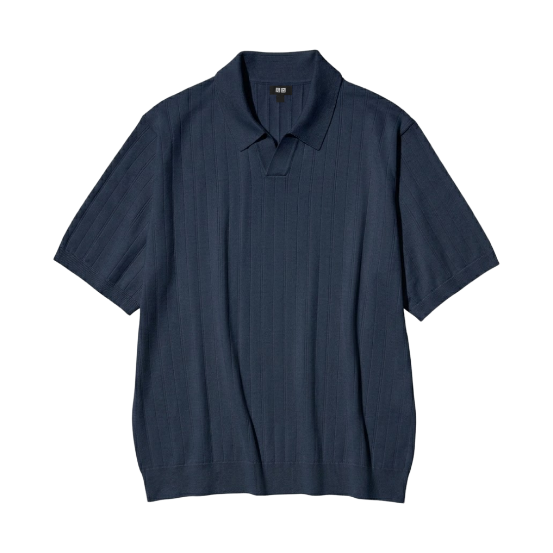 482328-69 Uniqlo Washable Knitted Skipper Polo Sweater Navy
