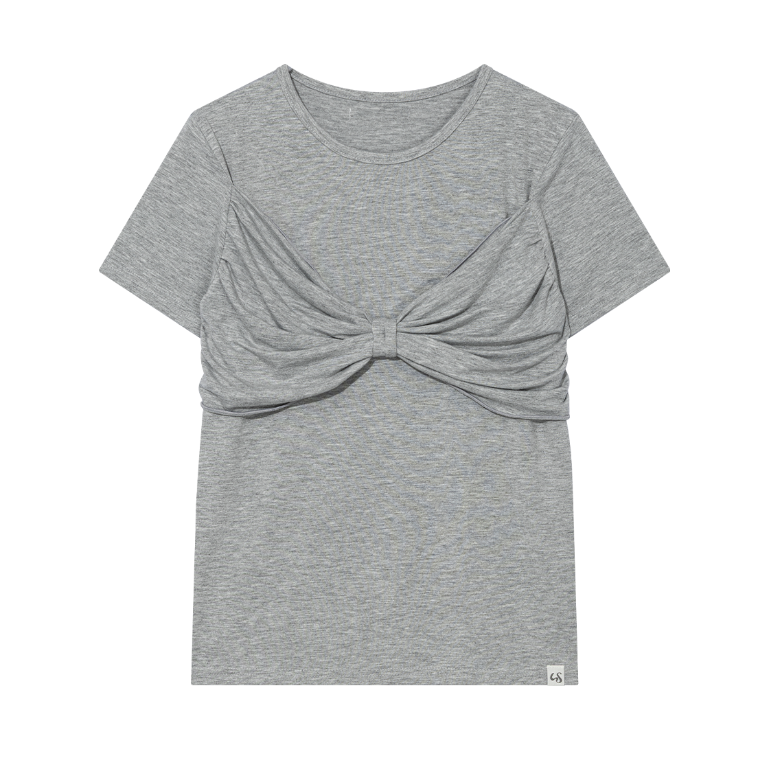 어글리쉐도우 리본 티셔츠 그레이