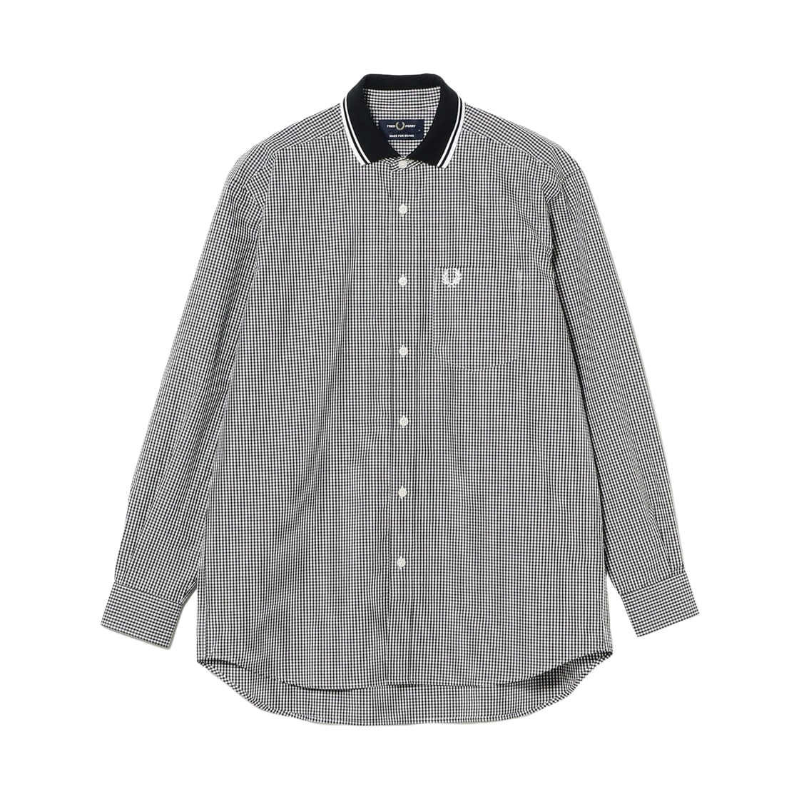 - Fred Perry x Beams Rib Collar Shirt Black White