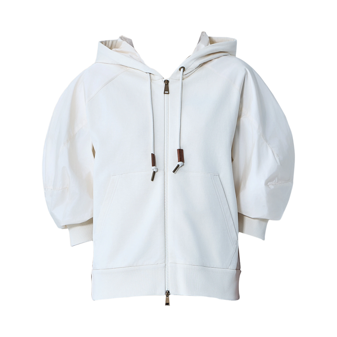 L1-093-8G00023-89B2V-04A (W) Moncler Hooded Zip-Up Sweatshirt White - 26SS
