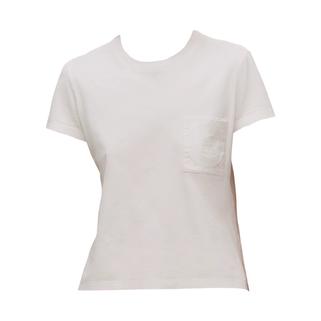 (W) 에르메스 자수 포켓 티셔츠 블랑((W) Hermes Embroidered Pocket T-Shirt Blanc) - 1