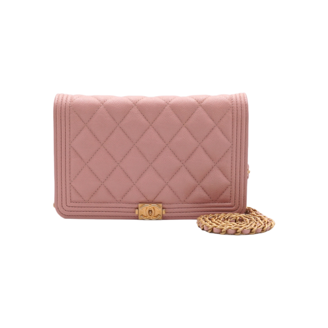 ITCR6D9R2AOS Chanel Pink Caviar WOC Boy Gold Chain Shoulder & Crossbody Bag