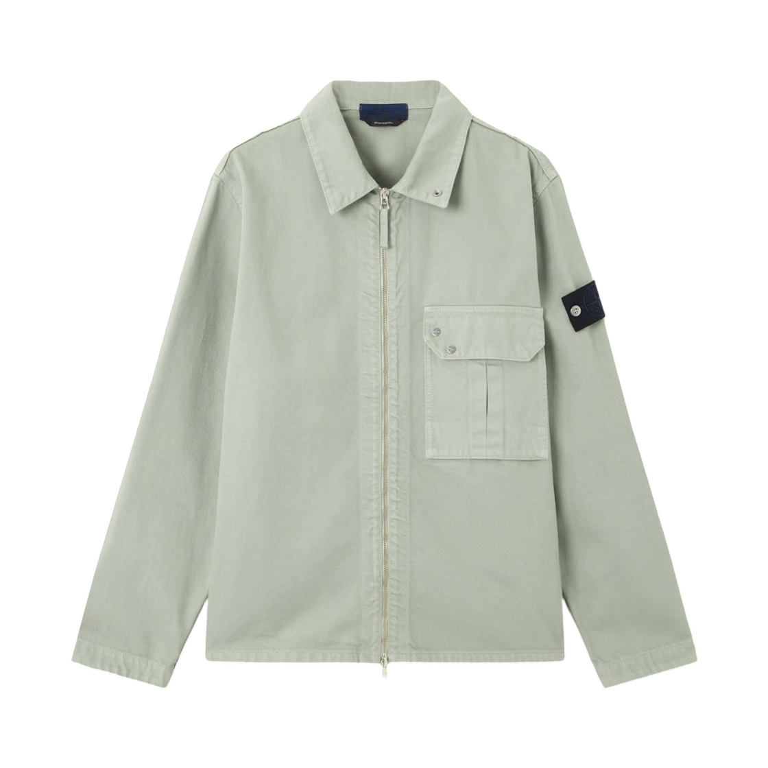 L1S1412000-02S0J24-V0055 Stone Island 1200002 Light Bull Denim-TC Comfort-Fit Overshirt with Zip Fastening Sage Green - 26SS