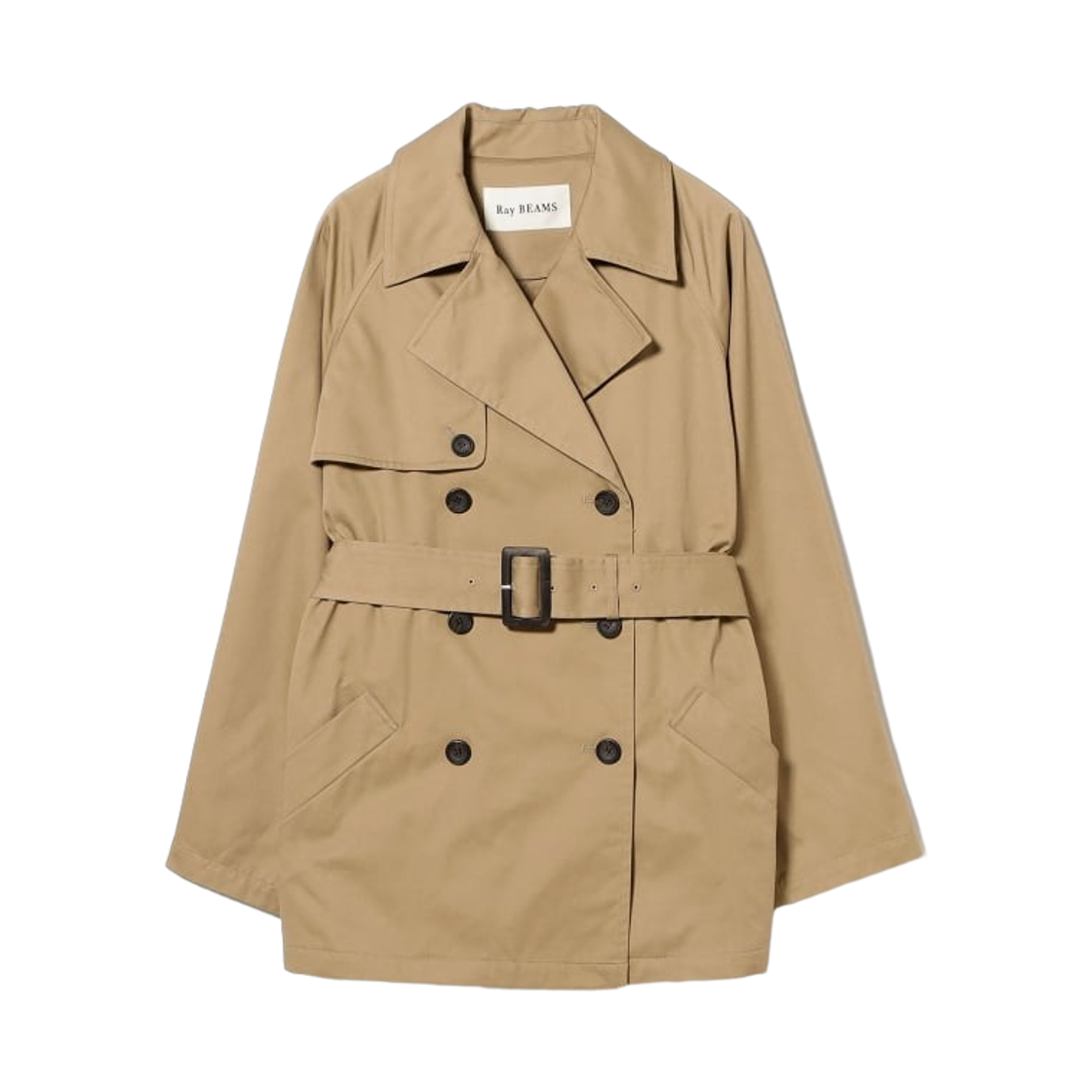 (W) 레이 빔즈 오버사이즈 하프 트렌치 코트 베이지((W) Ray Beams Oversized Half Trench Coat Beige)