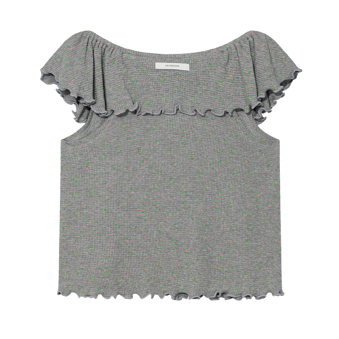 어글리쉐도우 러플 플라워 블라우스 그레이(UGLYSHADOW Ruffle Flower Blouse Grey) - 2