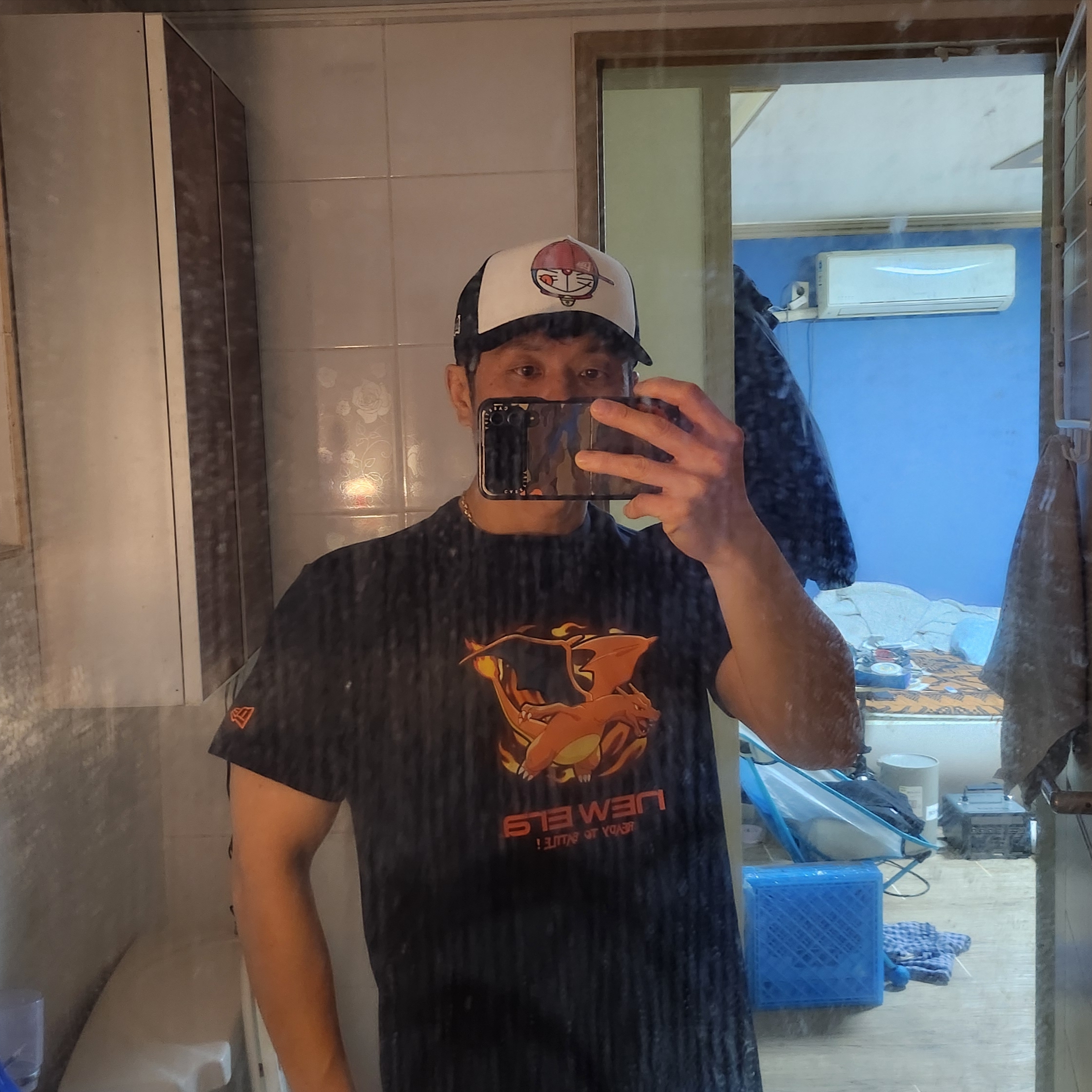 (Kids) New Era x Pokemon Battle T-Shirt Navy 착용 스타일