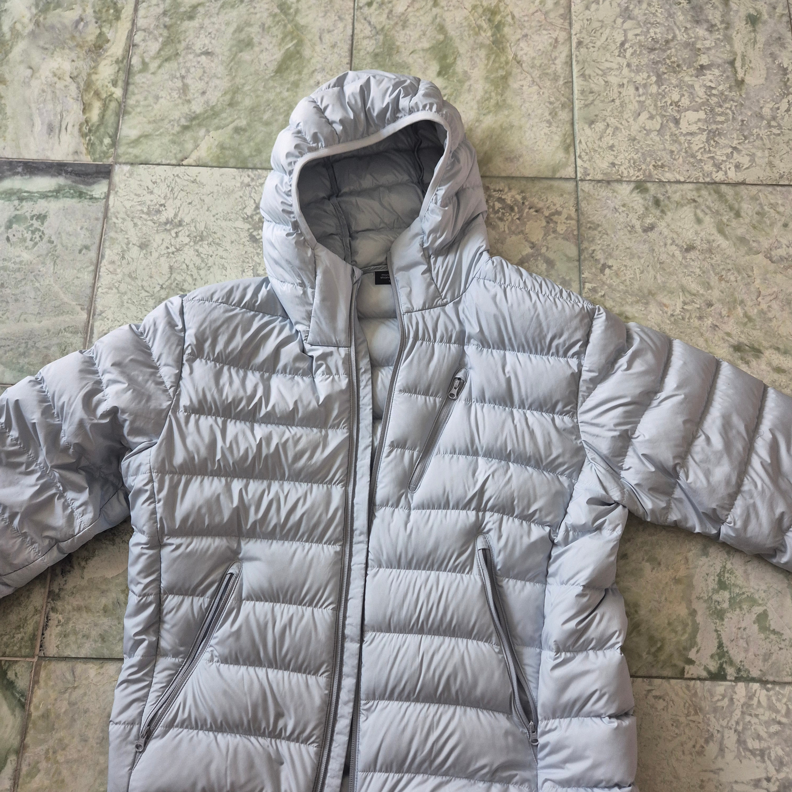 Musinsa Standard City Leisure Hooded Light Down Jacket Cloudy Blue 착용 스타일