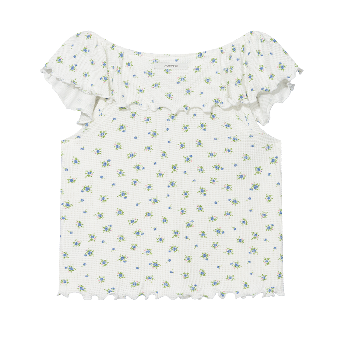 어글리쉐도우 러플 플라워 블라우스 화이트(UGLYSHADOW Ruffle Flower Blouse White) - 2